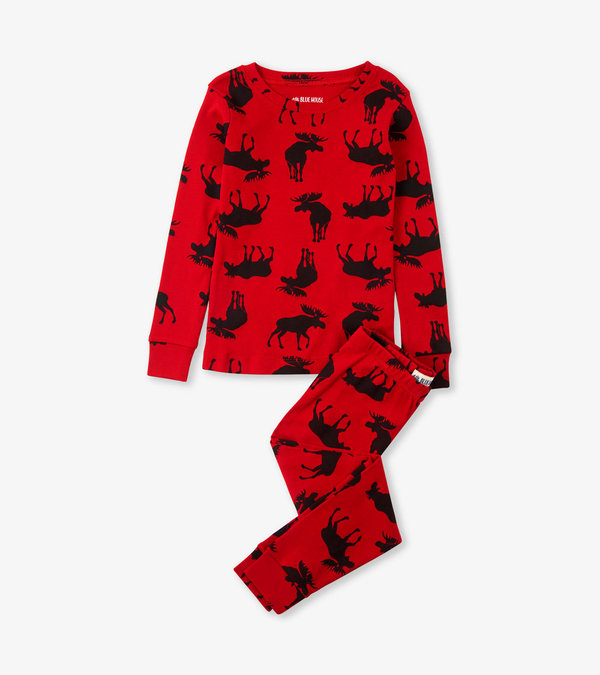Moose on Red Kid's Pajama Set
