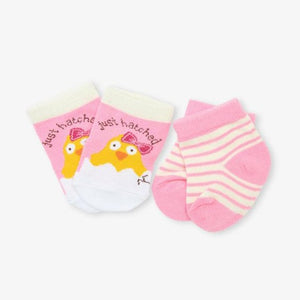 
                
                    Load image into Gallery viewer, Pink Just Hatched 2-Pack Baby Sock
                
            