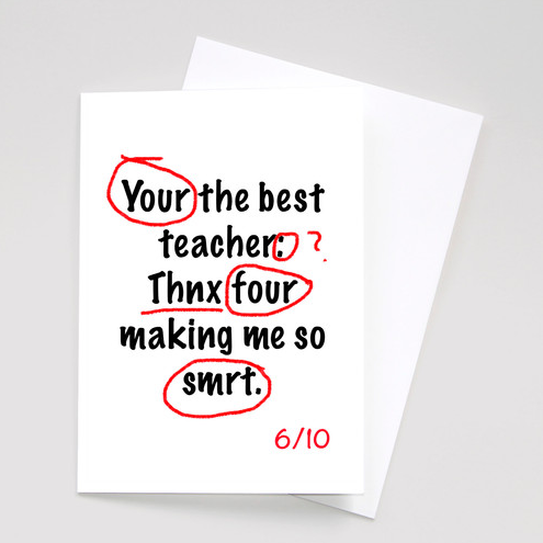 Best Teacher Card