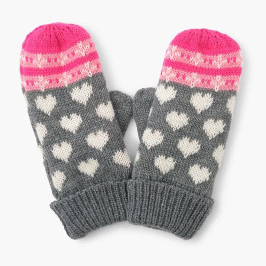 Winter Hearts Fleece Lined Mittens